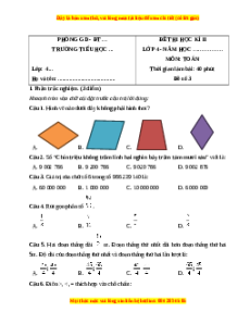 Đề thi cuối kì 2 Toán lớp 4 Chân trời sáng tạo - Đề 3
