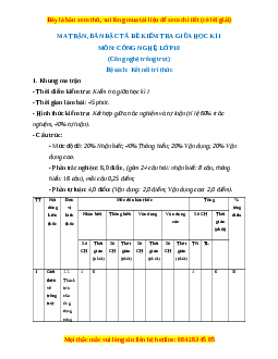 Đề thi Công nghệ 10 giữa kì 1 Kết nối tri thức (Công nghệ trồng trọt) - Đề 1