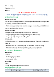 Giáo án Ôn tập một số yếu tố thống kê và xác suất Toán lớp 5 Kết nối tri thức