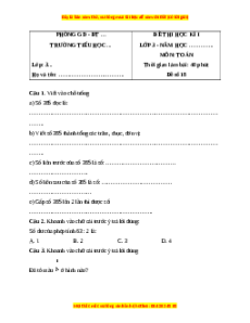 Đề thi cuối kì 1 Toán lớp 3 Kết nối tri thức - Đề 18