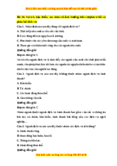 Trắc nghiệm Bài 26: Vai trò, đặc điểm, cơ cấu, các nhân tố ảnh hưởng đến sự phát triển và phân bố dịch vụ Địa lí 10 Cánh diều