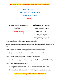 Đề thi cuối kì 1 Toán 6 Cánh diều (Đề 4)