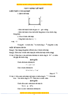 Chuyên đề Chu vi hình chữ nhật Toán lớp 3 nâng cao Cánh diều