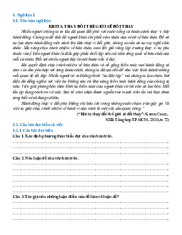 Ngữ liệu ngoài sgk lớp 8 phần Văn bản nghị luận