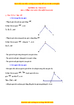 Chuyên đề Tổng các góc của một tam giác Toán 7 Cánh diều