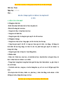 Giáo án Tính chất cơ bản của phân số Toán lớp 4 Cánh diều