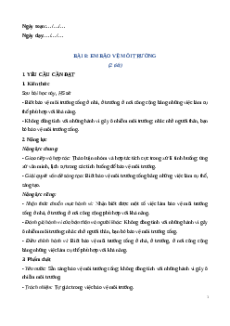 Giáo án Bài 8: Em bảo vệ môi trường Đạo đức lớp 5 Chân trời sáng tạo