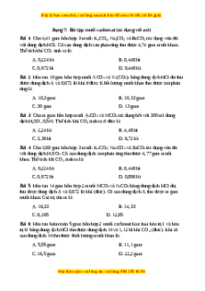 Trắc nghiệm Bài tập muối cacbonat tác dụng với axit Hóa học 9