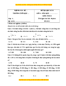 Đề thi cuối kì 2 Toán lớp 4 Kết nối tri thức (Đề 12)