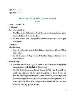 Giáo án Bài 16 Địa lí 12 Chân trời sáng tạo (2024): Chuyển dịch cơ cấu công nghiệp
