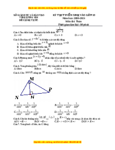 Đề thi vào 10 môn Toán tỉnh Hưng Yên (Hệ không chuyên) năm 2021