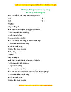 Trắc nghiệm Công nghệ 7 Bài 3 Chân trời sáng tạo: Quy trình trồng trọt