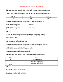 VBT Toán lớp 3 Bài 33 (Kết nối tri thức): Nhiệt độ. Đơn vị đo nhiệt độ