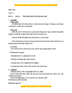 Giáo án Tính chất hóa học của kim loại Hóa học 9