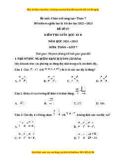 Đề thi giữa học kì 2 Toán 7 Chân trời sáng tạo có đáp án (Đề 7)