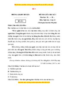 Đề thi giữa kì 1 Ngữ văn 11 Chân trời sáng tạo (đề 3)