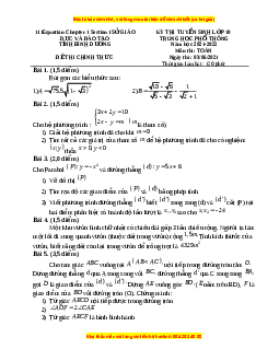 Đề thi vào 10 môn Toán tỉnh Bình Dương năm 2022