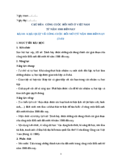 Giáo án Bài 10 Lịch sử 12 Kết nối tri thức: Khái quát về công cuộc Đổi mới từ năm 1986 đến nay