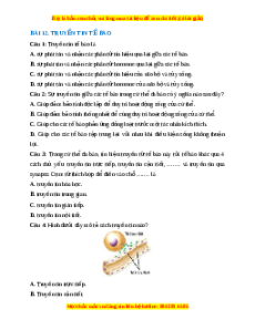 Trắc nghiệm Truyền tin tế bào Sinh học 10 Kết nối tri thức