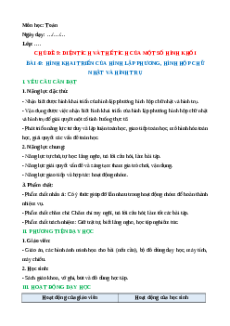 Giáo án Hình khai triển của hình lập phương, hình hộp chữ nhật và hình trụ Toán lớp 5 Kết nối