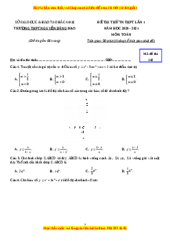 Đề thi thử Toán trường Nguyễn Đăng Đạo năm 2021