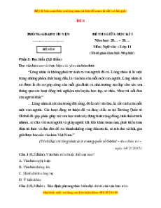 Đề thi giữa kì 1 Ngữ văn 11 Chân trời sáng tạo (đề 8)