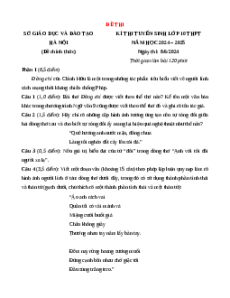 Đề chính thức Ngữ văn vào 10 Hà Nội năm 2024 - 2025