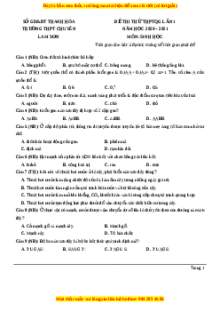 Đề thi thử Sinh Học trường Chuyên Lam Sơn năm 2021