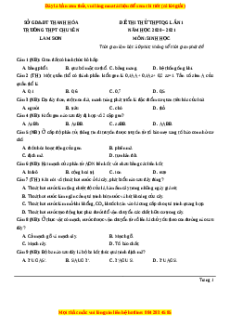 Đề thi thử Sinh Học trường Chuyên Lam Sơn năm 2021