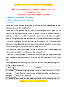 Đề cương ôn tập giữa kì 2 Ngữ văn 10 Chân trời sáng tạo