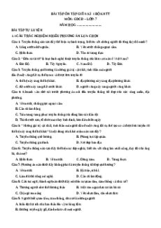 Bài tập ôn tập Giữa kì 1 GDCD 7 Kết nối tri thức cấu trúc mới