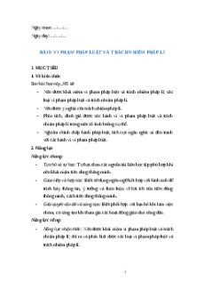 Giáo án Bài 9: Vi phạm pháp luật và trách nhiệm pháp lí Giáo dục công dân 9 Cánh diều