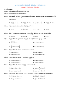 Bài tập ôn tập + Đề kiểm tra Toán 12 Chương 4 Cánh diều theo chương