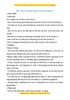 Giáo án Giá trị lớn nhất và giá trị nhỏ nhất của hàm số Toán 12 Cánh diều