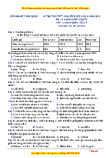 Đề thi thử Địa lí Sở Vĩnh Phúc năm 2023