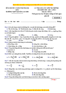 Đề thi thử Vật Lí trường Chuyên Lam Sơn năm 2021