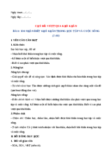 Giáo án Bài 4: Em nhận biết khó khăn trong học tập và cuộc sống Đạo đức lớp 5 Chân trời sáng tạo