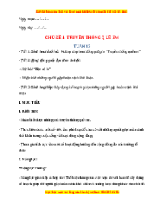 Giáo án Chủ đề 4 HĐTN lớp 2 Chân trời sáng tạo: Truyền thống quê em