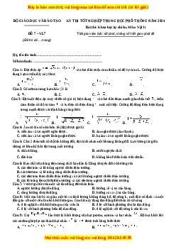 Đề Tốt nghiệp Vật lí 2024 theo đề tham khảo (Đề 7)