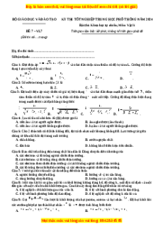 Đề Tốt nghiệp Vật lí 2024 theo đề tham khảo (Đề 7)
