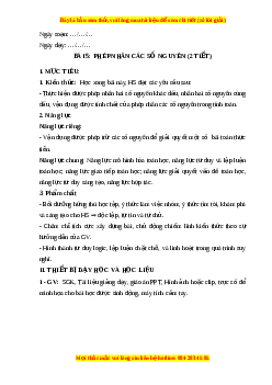 Giáo án Phép nhân các số nguyên Toán 6 Cánh diều