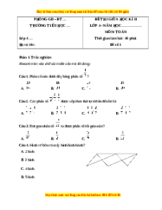 Đề thi giữa kì 2 Toán lớp 4 Cánh diều - Đề 1 có đáp án