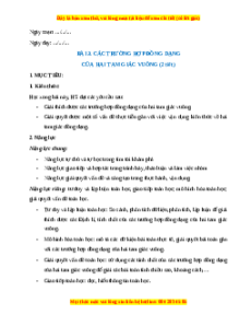 Giáo án Toán 8 Các trường hợp đồng dạng của hai tam giác vuông Chân trời sáng tạo