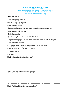 Đề cương ôn tập giữa kì 2 Công nghệ 12 Lâm nghiệp, thủy sản Kết nối tri thức