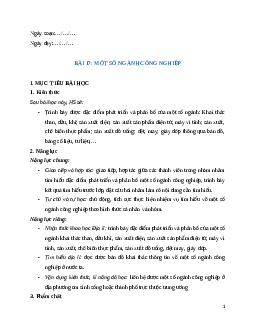 Giáo án Bài 17 Địa lí 12 Chân trời sáng tạo (2024): Một số ngành công nghiệp