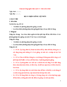 Giáo án Công nghệ chăn nuôi NLS 11 Kết nối tri thức Bài 5