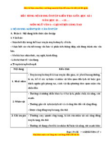 Đề cương ôn tập Giữa kì 1 Ngữ văn 6 Chân trời sáng tạo