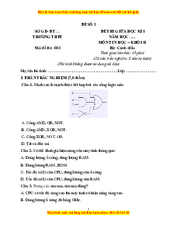 Đề thi giữa kì 1 Tin học 11 Cánh diều (đề 3)