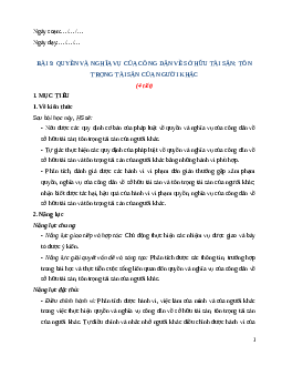 Giáo án Bài 9: Quyền và nghĩa vụ của công dân về sở hữu tài sản KTPL 12 Cánh diều