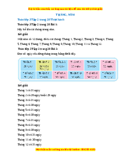 Giải Sgk Toán lớp 3 Bài 7: Tháng - Năm (Chân trời sáng tạo)